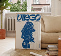 Blue Retro Virgo Wall Art Poster/Printable Art/Minimalist Wall Art/Trendy Astrology Art/Virgo Art Print/ Digital Download/Zodiac Art